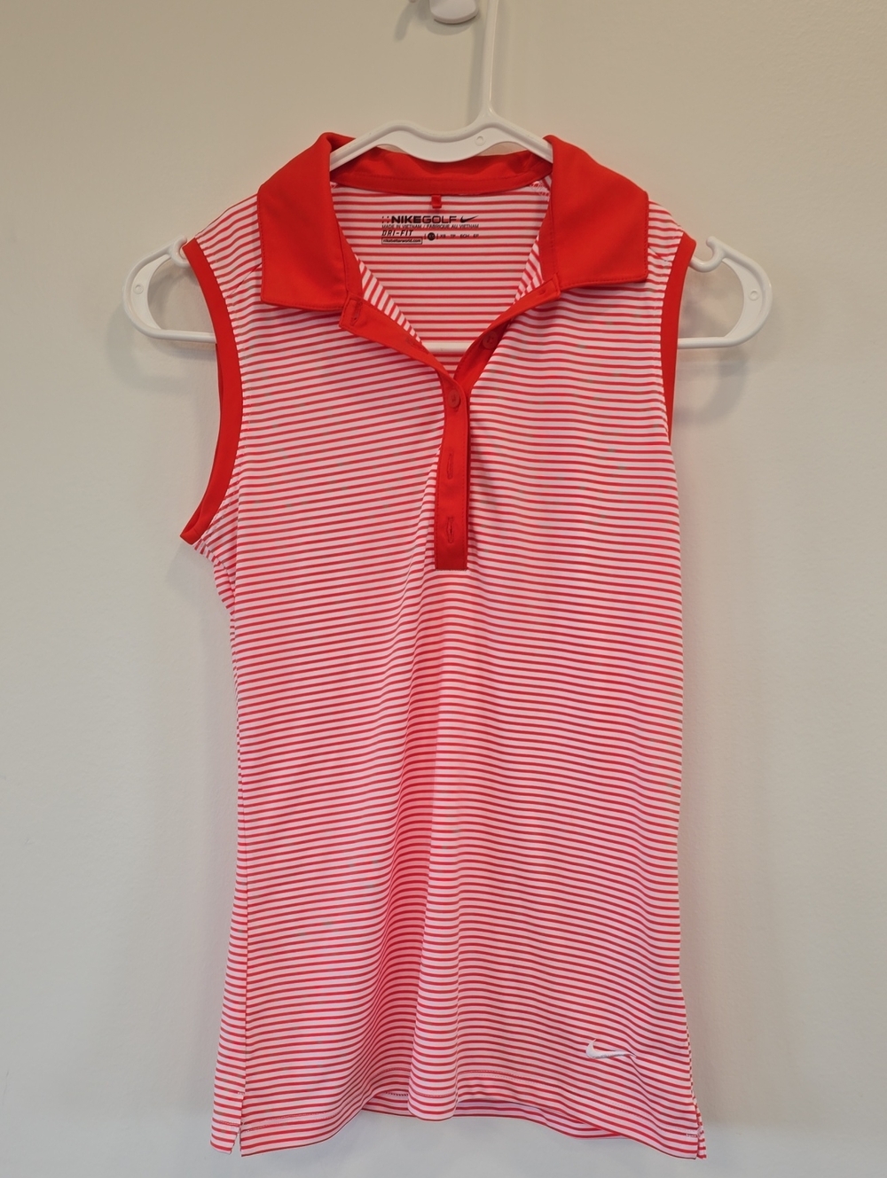 Nike GolfWomen's Dri-Fit Red & White Striped Sleeveless Polo Tank